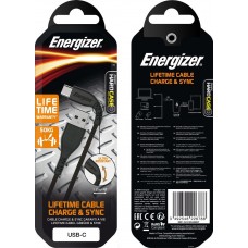 Energizer Cable USB-C-C2.0 1.2m Black Tin GR *LIFETIME WARRANTY*