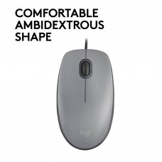Logitech M110 Optical Mouse Silent (Gray, Wired) (910-005490) (LOGM110GRAY)