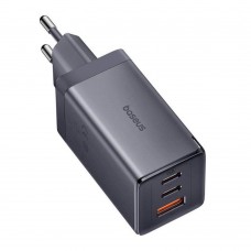 Baseus Φορτιστής με Θύρα USB-A και 2 Θύρες USB-C και Καλώδιο USB-C 65W Grey (P10110812827-Z1) (BASP10110812827-Z1)
