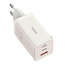 Baseus Φορτιστής με Θύρα USB-A και 2 Θύρες USB-C και Καλώδιο USB-C 65W Λευκός (P10110812227-Z1) (BASP10110812227-Z1)