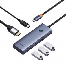 Baseus 5-in-1 Hub UltraJoy Series USB-C to HDMI4K@30Hz+3xUSB 3.0+1xPD (grey) (B00052801811-00) (BASB00052801811-00)