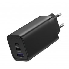 VENTION 3-Port USB (C+C+A) GaN Charger (65W/30W/30W) EU-Plug Black (FEDB0-EU) (VENFEDB0-EU)