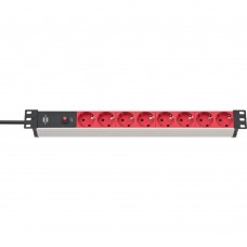 Brennenstuhl Πολύπριζο Ασφαλείας 8 Θέσεων για Rack 19" 1U με Βύσμα C14 και Καλ. 2m/ Red/Silver (1390007118) (BNN1390007118)
