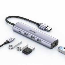 Ugreen 5in1 adapter USB-A to 3x USB 3.0 + RJ45 + USB-C gray (60554) (UGR60554) Ugreen 5in1 adapter USB-A to 3x USB 3.0 + RJ45 + USB-C gray (60554) (UGR60554)