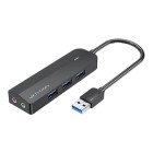 VENTION 3-Port USB 3.0 Hub with Sound Card and Power Supply 0.15M Black (CHIBB) (VENCHIBB) VENTION 3-Port USB 3.0 Hub with Sound Card and Power Supply 0.15M Black (CHIBB) (VENCHIBB)