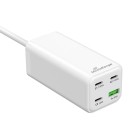 MediaRange 100W GaN Fast Charging Station, 1.5m Cable (EU-Plug), 3x USB-C and 1x USB-A, USB-C® Power Delivery and Quick Charge enabled, White (MRMA124)