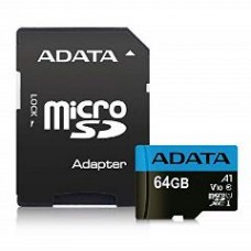 ADATA SDHC MICRO 64GB PREMIER AUSDX64GUICL10A1-RA1, CLASS 10, UHS-1, SD ADAPTER, 5YW.