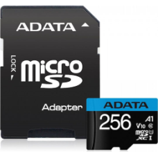 ADATA SDXC MICRO 256GB PREMIER AUSDX256GUICL10A1-RA1, CLASS 10, UHS-1, V10, SD ADAPTER, LTW.