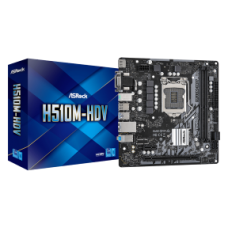ASROCK MB H510M-HDV/M.2 SE, SOCKET INTEL LGA1200 11th/10th GEN, CS INTEL H510, 2 DIMM SOCKETS DDR4, D-SUB/DVI-D/HDMI, PCI-E GEN 3.0, GIGABIT LAN, MICRO-ATX, 3YW.