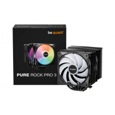 BEQUIET CPU AIR COOLER PURE ROCK PRO 3 LX BLACK BK043, 250W TDP, INTEL SOCKET LGA 1851/1700/1200/1150/1151/1155, AMD AM4/AM5, DUAL 120MM PWM ARGB FAN, 3YW.