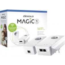 DEVOLO POWERLINE MAGIC 1 WIFI 2-1-2 EU STARTER KIT (8366), 1x MAGIC 1 LAN ADAPTER & 1x MAGIC 1 WiFi (WIRELESS) ADAPTER, 1200Mbps, SHUKO, AC POWER OUT SOCKET, 3YW.