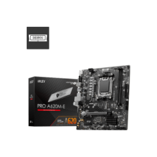 MSI MB PRO A620M-E, SOCKET AMD AM5, CS AMD A620, 2 DIMM SOCKETS DDR5, HDMI/VGA, PCI-E GEN 4.0, GIGABIT LAN, MICRO-ATX, 3YW.