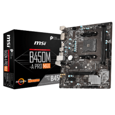 MSI MB B450M-A PRO MAX, SOCKET AMD AM4, CS AMD B450, 2 DIMM SOCKETS DDR4, DVI-D/HDMI, LAN GIGABIT, MICRO-ATX, 3YW.