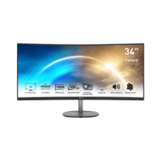 MSI MONITOR PRO MP341CQ, CURVED VA UWQHD, 34", 21:9, 300CD/M2, 3000:1, 1MS, 100Hz, 3440x1440, 2xHDMI/ DP/ HP OUT, 2x2W SPEAKERS, TILT, BLACK, 2YW